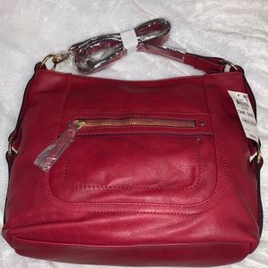 🆕 INC International Concepts berry red large shoulder bag, purse FREE 🆑 item!